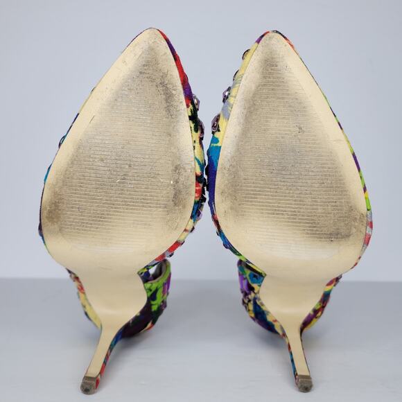 STEVE MADDEN Galactik D'Orsay Stiletto Pumps Heels Multicolor Jeweled sz 8.5 - Picture 13 of 13